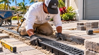Channel drain installation in Venice FL