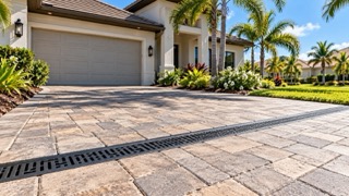 Deco drain installation across a paver driveway in Venice FL